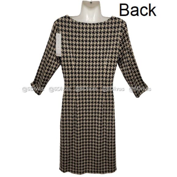 Beige Black Houndstooth Print Dress - Size 6 Size 8 Size 10 - NEW ! - Picture 4 of 9